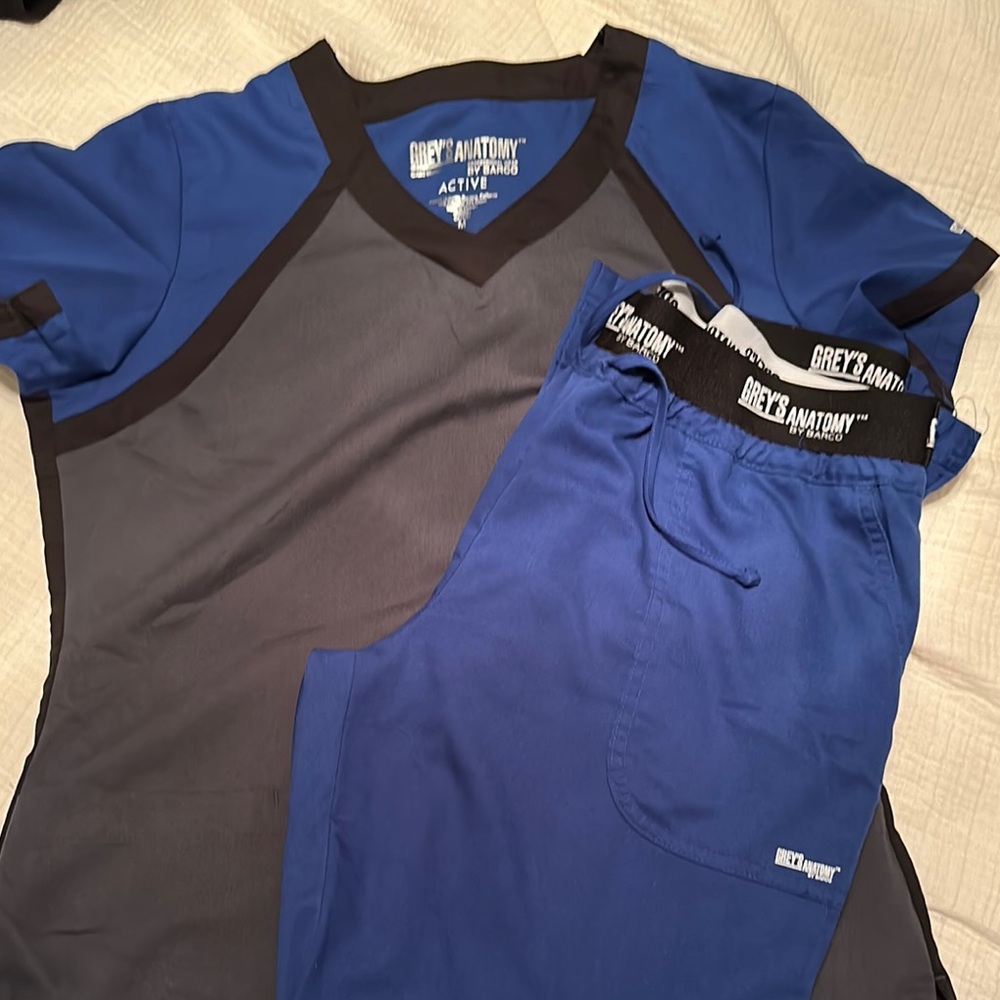 Grey's Anatomy Blue and Gray Scrub Set